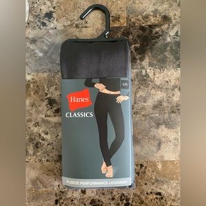 Hanes Classics leggings Women’s Large Gray fleece performance New